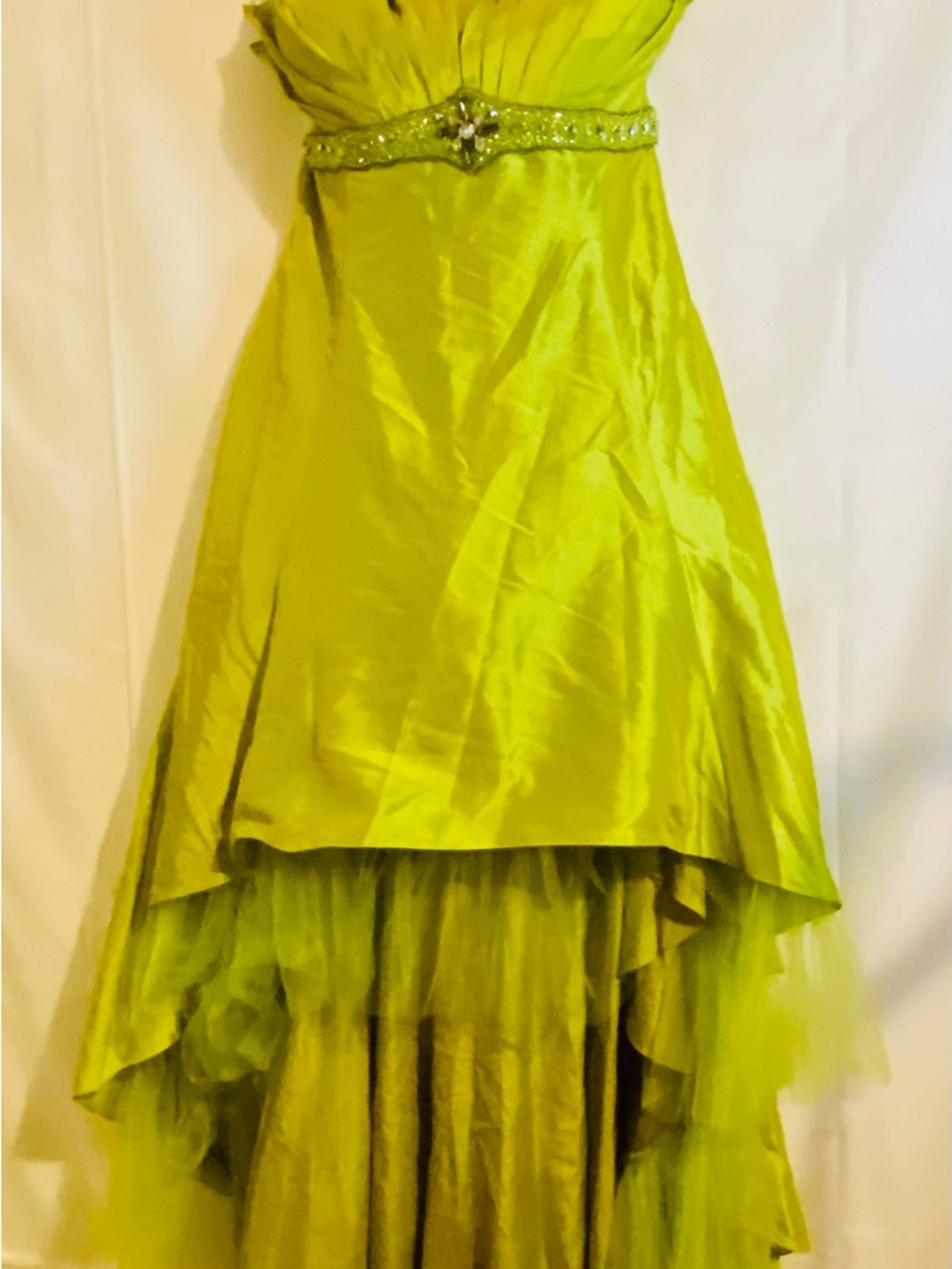 May Queen Lime Green High-Low Evening Dress